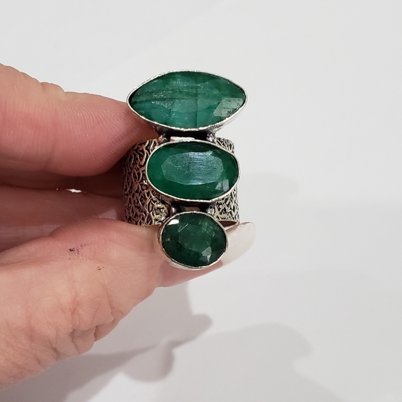 Sakota, Emerald gemstone 925 silver ring - Picture 8 of 15